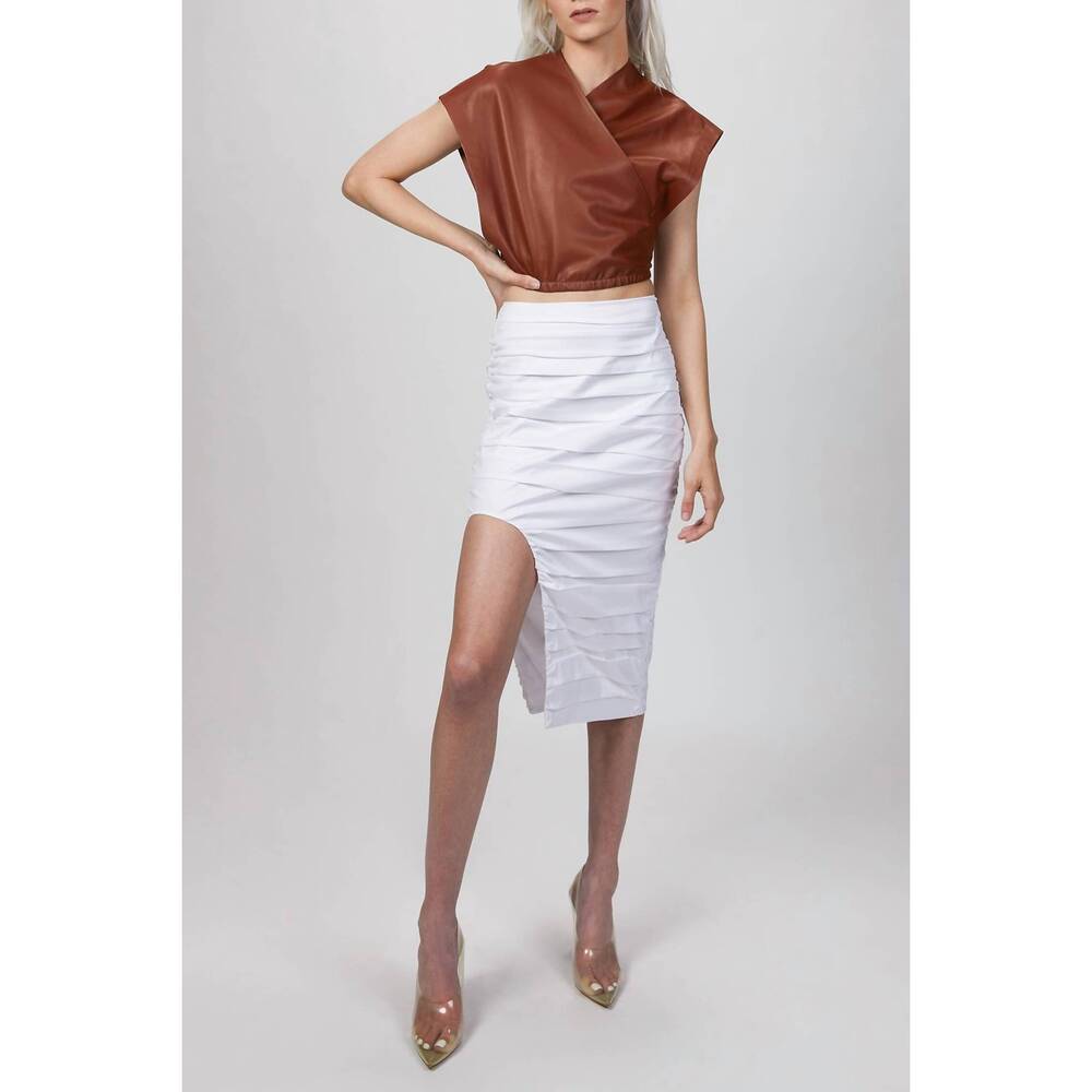 NEW ZEYNEP ARCAY envelope leather top in feral earth